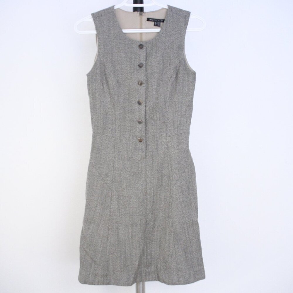 Theysken's Theory Wool Blend Tweed Silk Lined Sleeveless Sheath Dress Sz 0